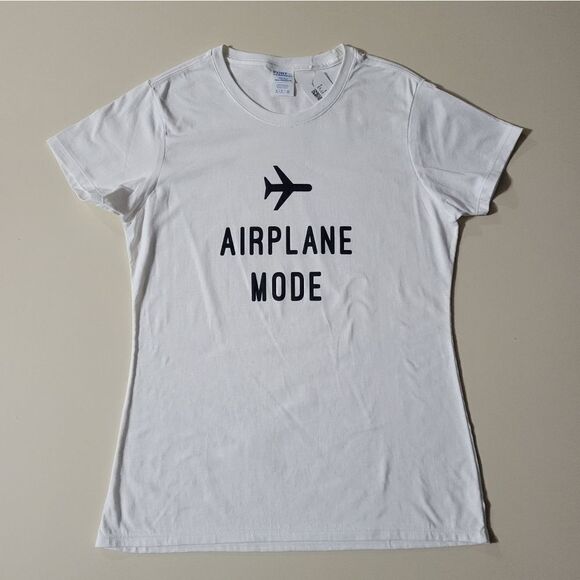 Airplane Mode Women's White Crewneck Short Sleeve Tee - Picture 2 of 8